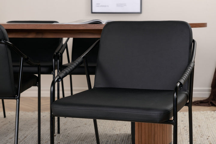 Venture Home Bianca Oval Dining Table - Walnut / Black Veneer+Tvist Chair - Black / Black PU_4