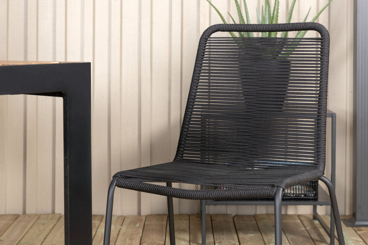 Venture Home Bois Dining table 205*90cm - Black Legs / Acacia +Lindos Stacking Chair - Black Alu / Black Rope_6