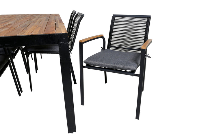 Venture Home Bois Dining table 205*90cm - Black Legs / Acacia +Dallas Dining Chair_6