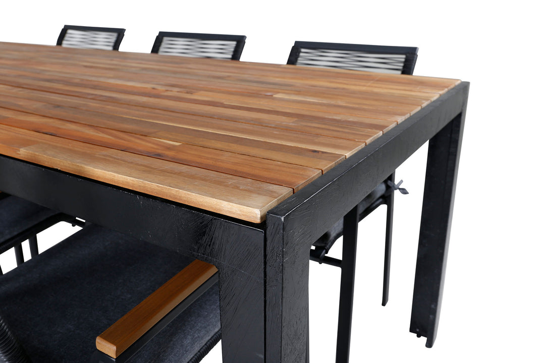 Venture Home Bois Dining table 205*90cm - Black Legs / Acacia +Dallas Dining Chair_6