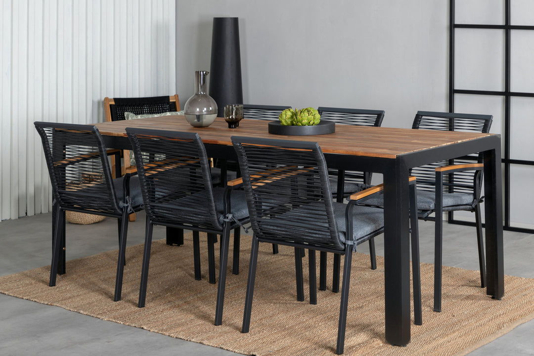 Venture Home Bois Dining table 205*90cm - Black Legs / Acacia +Dallas Dining Chair_6