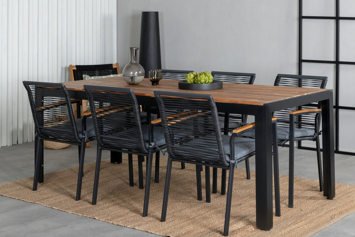 Venture Home Bois Dining table 205*90cm - Black Legs / Acacia +Dallas Dining Chair_6