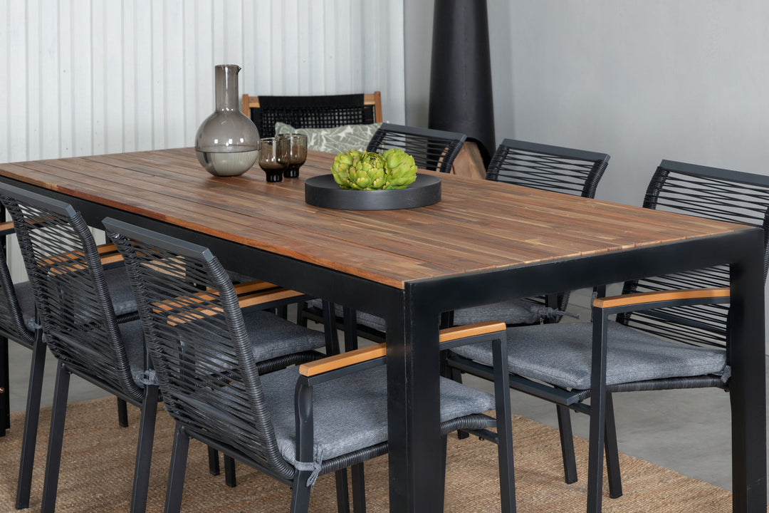Venture Home Bois Dining table 205*90cm - Black Legs / Acacia +Dallas Dining Chair_6