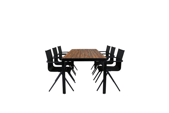 Venture Home Bois Dining table 205*90cm - Black Legs / Acacia +Alina Dining Chair - Black Alu / Black Textilene_6