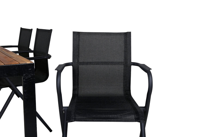 Venture Home Bois Dining table 205*90cm - Black Legs / Acacia +Alina Dining Chair - Black Alu / Black Textilene_6