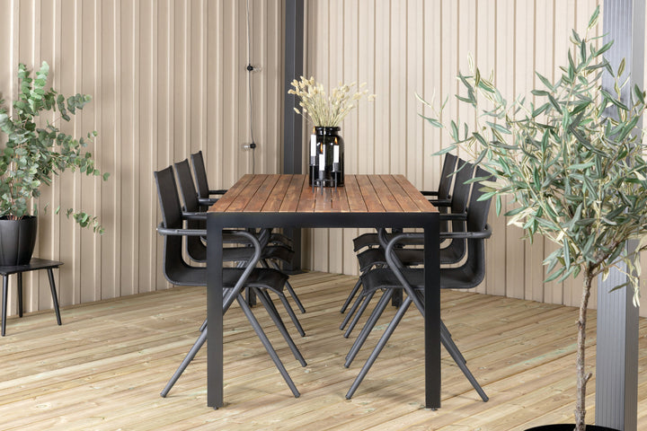 Venture Home Bois Dining table 205*90cm - Black Legs / Acacia +Alina Dining Chair - Black Alu / Black Textilene_6