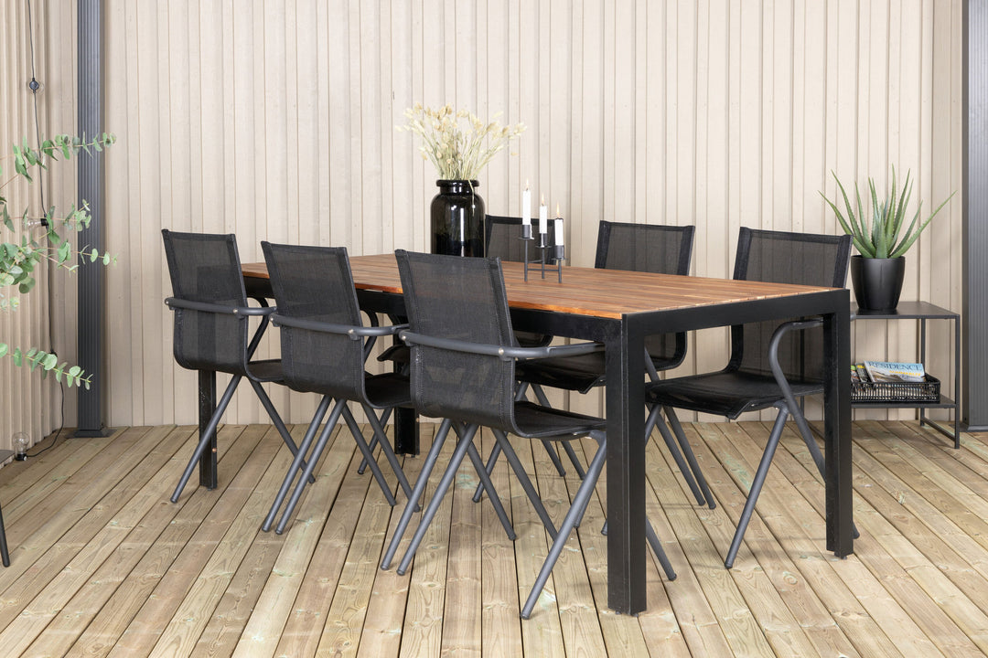 Venture Home Bois Dining table 205*90cm - Black Legs / Acacia +Alina Dining Chair - Black Alu / Black Textilene_6