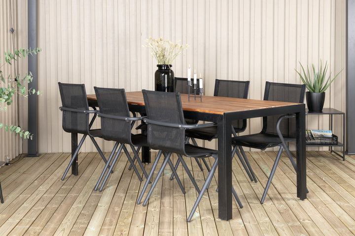 Venture Home Bois Dining table 205*90cm - Black Legs / Acacia +Alina Dining Chair - Black Alu / Black Textilene_6