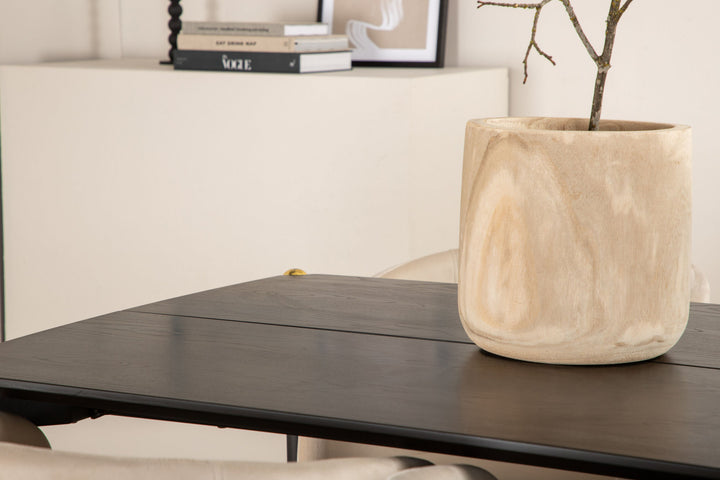 Venture Home Pelle Dining Table - Black / black Black+Berit Chair - Black / Beige Velvet_6