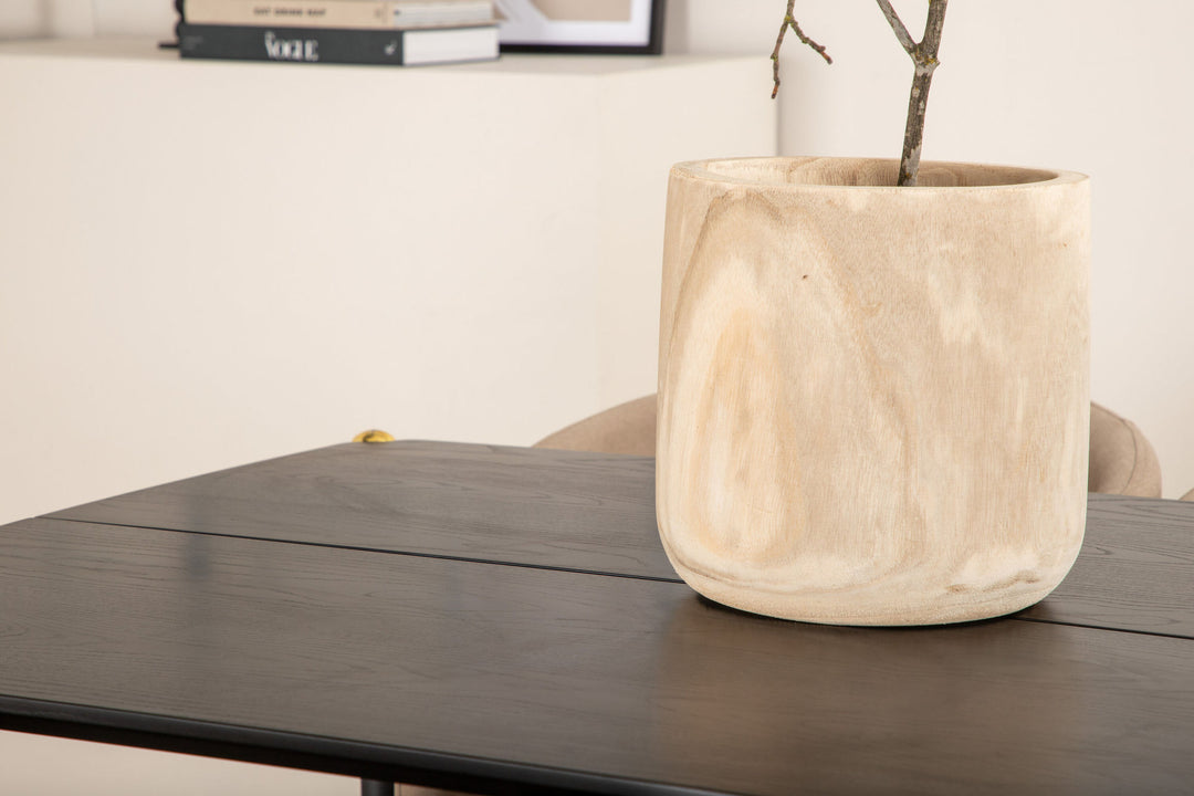Venture Home Pelle Dining Table - Black / black Black+Berit Chair - Black / Beige Fabric (Polyester linen )_6