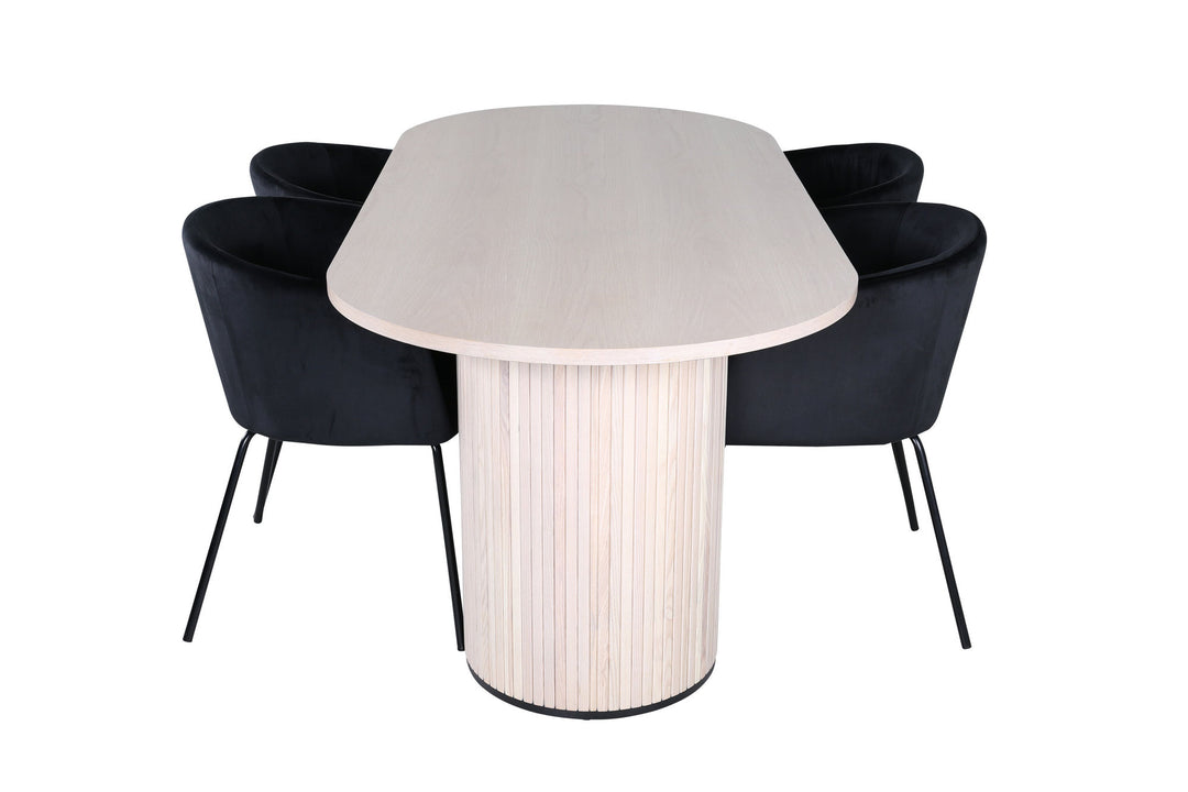 Venture Home Bianca Oval Dining Table - White Wash / Black Veneer+Berit Chair - Black / Black Velvet_4