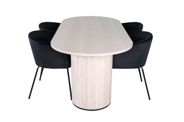 Venture Home Bianca Oval Dining Table - White Wash / Black Veneer+Berit Chair - Black / Black Velvet_4