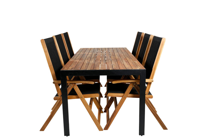 Venture Home Bois Dining table 205*90cm - Black Legs / Acacia +Little John foldable Chair - Rope / Acacia_6