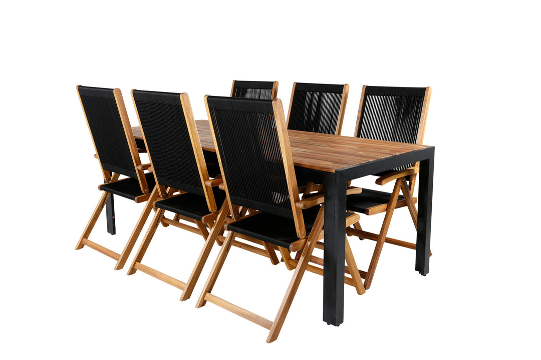 Venture Home Bois Dining table 205*90cm - Black Legs / Acacia +Little John foldable Chair - Rope / Acacia_6
