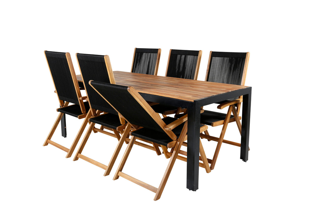 Venture Home Bois Dining table 205*90cm - Black Legs / Acacia +Little John foldable Chair - Rope / Acacia_6