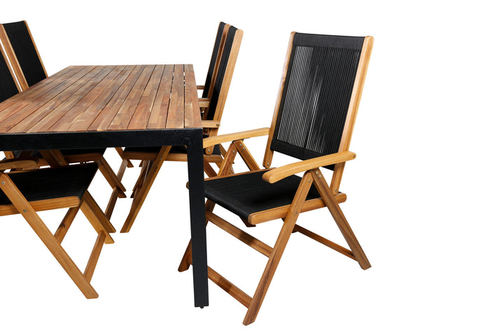 Venture Home Bois Dining table 205*90cm - Black Legs / Acacia +Little John foldable Chair - Rope / Acacia_6