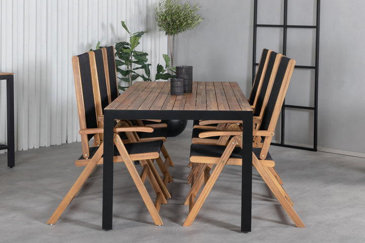 Venture Home Bois Dining table 205*90cm - Black Legs / Acacia +Little John foldable Chair - Rope / Acacia_6