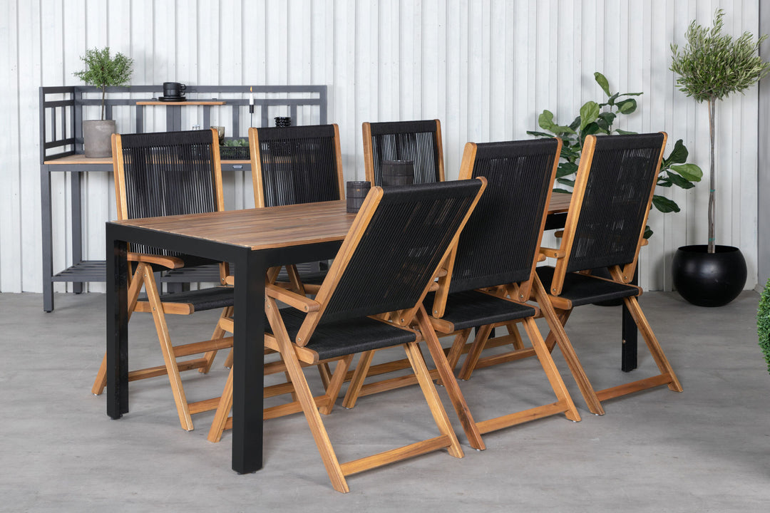 Venture Home Bois Dining table 205*90cm - Black Legs / Acacia +Little John foldable Chair - Rope / Acacia_6