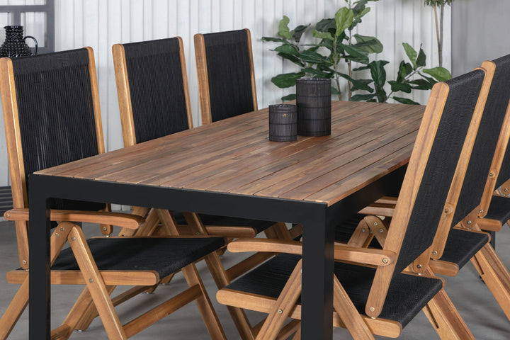 Venture Home Bois Dining table 205*90cm - Black Legs / Acacia +Little John foldable Chair - Rope / Acacia_6
