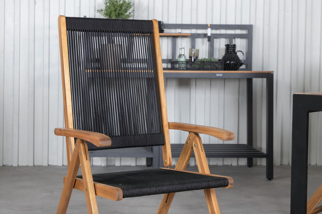 Venture Home Bois Dining table 205*90cm - Black Legs / Acacia +Little John foldable Chair - Rope / Acacia_6