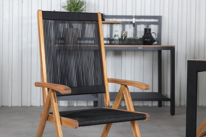 Venture Home Bois Dining table 205*90cm - Black Legs / Acacia +Little John foldable Chair - Rope / Acacia_6