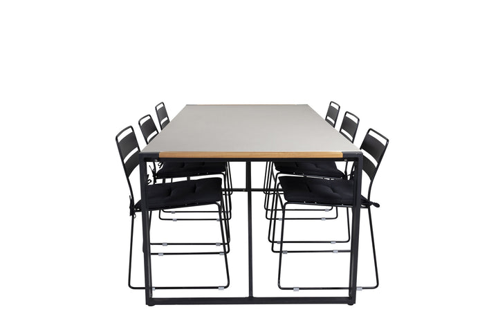 Venture Home Texas Dining Table 200*100 - Black Alu / Teak / Grey Spray stone+Lina Dining Chair - Black_6