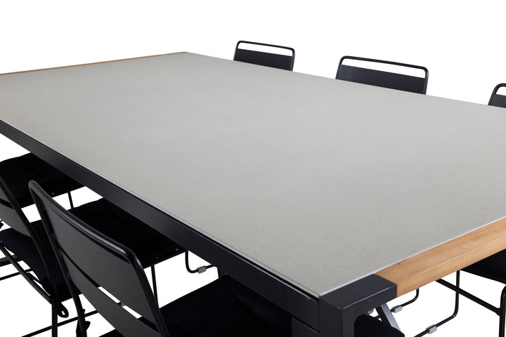 Venture Home Texas Dining Table 200*100 - Black Alu / Teak / Grey Spray stone+Lina Dining Chair - Black_6