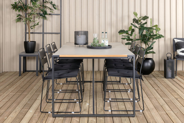 Venture Home Texas Dining Table 200*100 - Black Alu / Teak / Grey Spray stone+Lina Dining Chair - Black_6