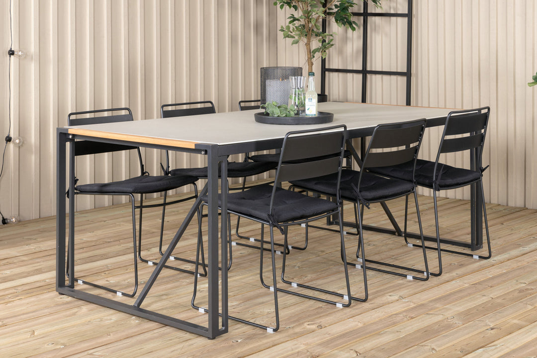 Venture Home Texas Dining Table 200*100 - Black Alu / Teak / Grey Spray stone+Lina Dining Chair - Black_6
