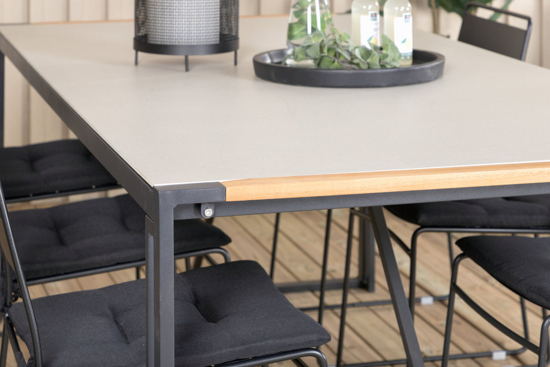 Venture Home Texas Dining Table 200*100 - Black Alu / Teak / Grey Spray stone+Lina Dining Chair - Black_6