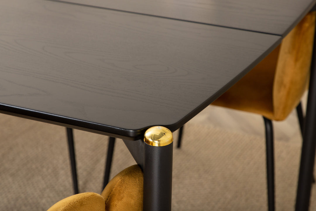 Venture Home Pelle Dining Table , Black black Black+Limhamn , Chair , Gold Velvet_6