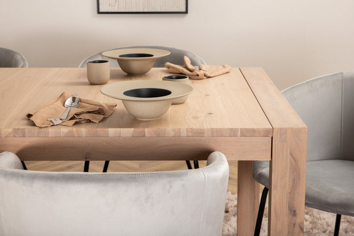 Venture Home Slider Extention Table - White Wash - 170+40+40cm +Berit Chair - Black / Light Grey Velvet_6
