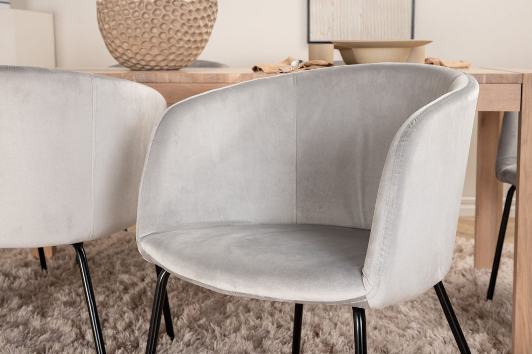 Venture Home Slider Extention Table - White Wash - 170+40+40cm +Berit Chair - Black / Light Grey Velvet_6