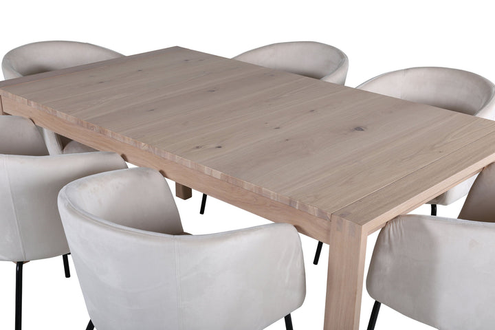 Venture Home Slider Extention Table - White Wash - 170+40+40cm +Berit Chair - Black / Beige Velvet_6