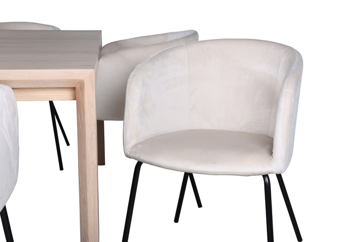 Venture Home Slider Extention Table - White Wash - 170+40+40cm +Berit Chair - Black / Beige Velvet_6