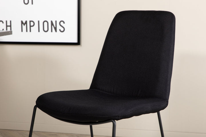Venture Home Marbs Round Dining Table , Black Black Glass Marble+Muce Dining Chair , Black Legs , Black Fabric_4