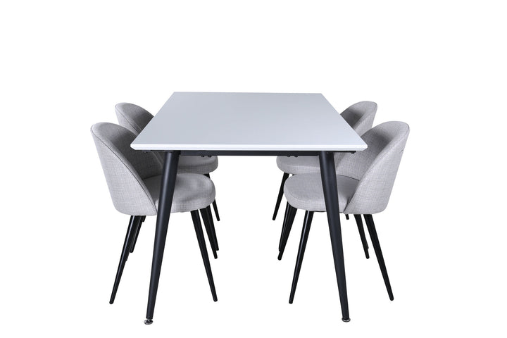 Venture Home Jimmy Dining Table , Black White HPL+Velvet Dining Chiar , Black legs , Light GreyFabric_4