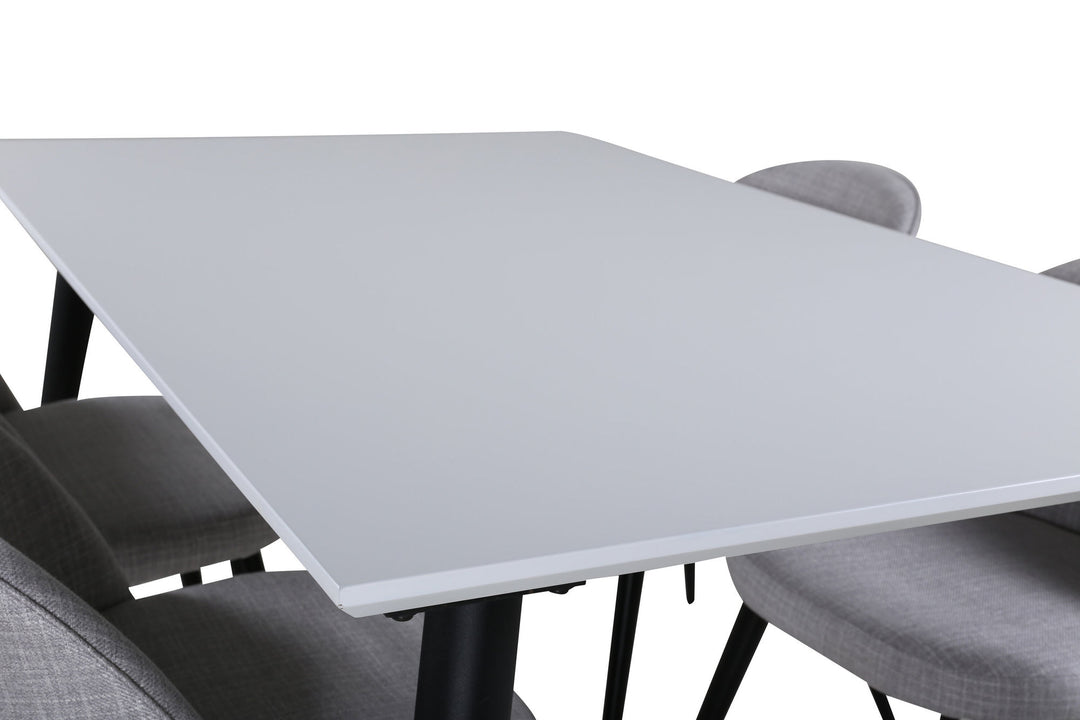 Venture Home Jimmy Dining Table , Black White HPL+Velvet Dining Chiar , Black legs , Light GreyFabric_4