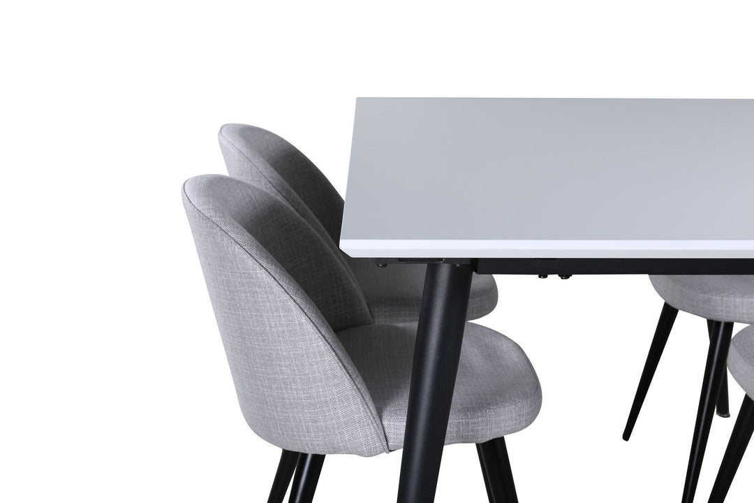 Venture Home Jimmy Dining Table , Black White HPL+Velvet Dining Chiar , Black legs , Light GreyFabric_4