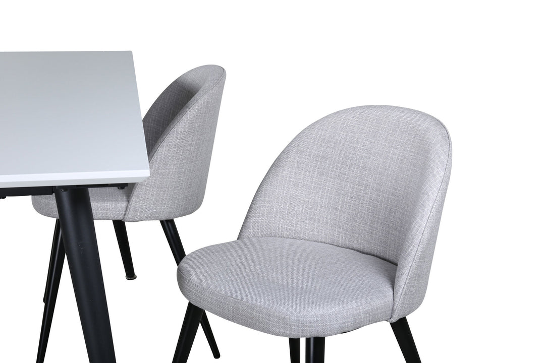Venture Home Jimmy Dining Table , Black White HPL+Velvet Dining Chiar , Black legs , Light GreyFabric_4