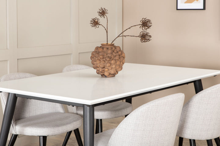 Venture Home Jimmy Dining Table , Black White HPL+Velvet Dining Chiar , Black legs , Light GreyFabric_4