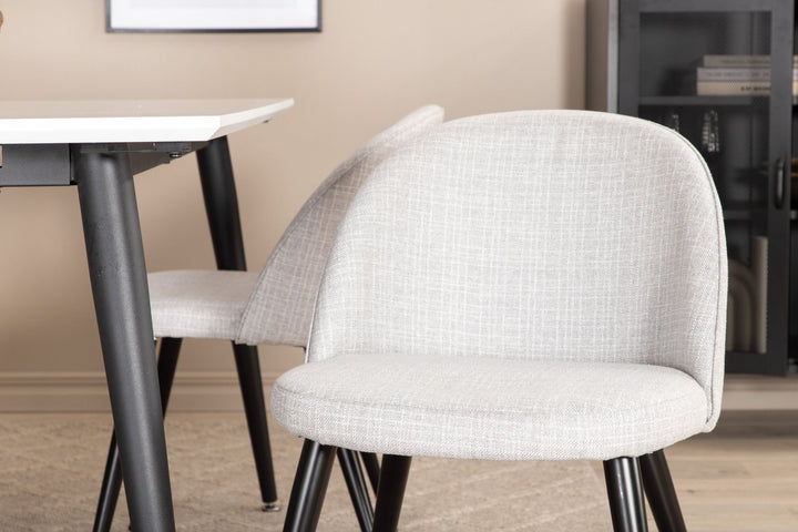Venture Home Jimmy Dining Table , Black White HPL+Velvet Dining Chiar , Black legs , Light GreyFabric_4