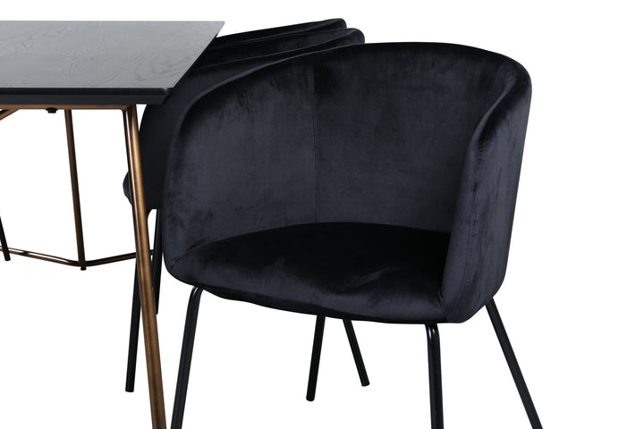 Venture Home Petra Dining Table , Distressed Copper Black Veneer+Berit Chair , Black Black Velvet_6