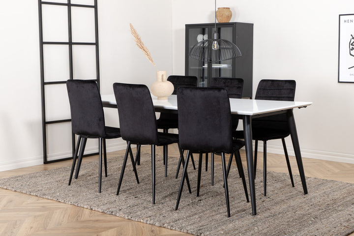 Venture Home Jimmy Dining Table , Black White HPL+Windu Lyx Chair , Black Black Velvet_6