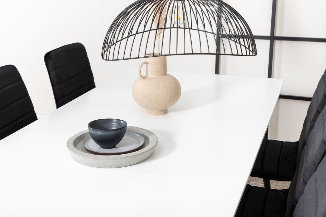 Venture Home Jimmy Dining Table , Black White HPL+Windu Lyx Chair , Black Black Velvet_6