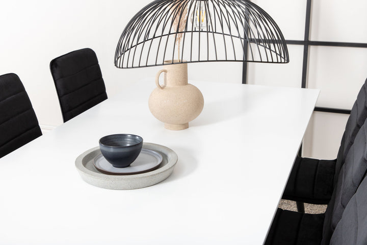 Venture Home Jimmy Dining Table , Black White HPL+Windu Lyx Chair , Black Black Velvet_6