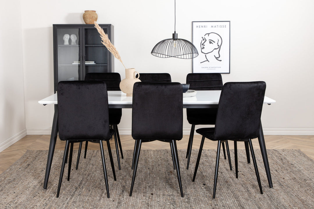 Venture Home Jimmy Dining Table , Black White HPL+Windu Lyx Chair , Black Black Velvet_6
