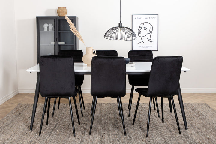 Venture Home Jimmy Dining Table , Black White HPL+Windu Lyx Chair , Black Black Velvet_6