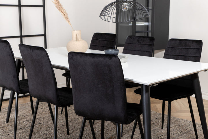 Venture Home Jimmy Dining Table , Black White HPL+Windu Lyx Chair , Black Black Velvet_6