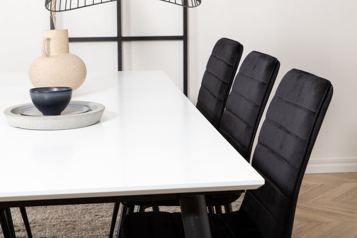 Venture Home Jimmy Dining Table , Black White HPL+Windu Lyx Chair , Black Black Velvet_6